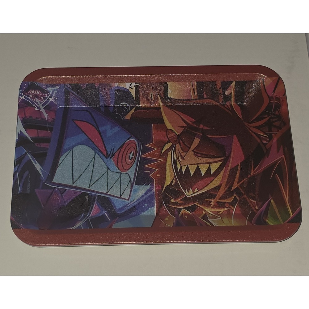 Alastor x Vox Small Metal‎ Rolling Tray 7x5 Hazbin Hotel Utility Tin Valet Tray